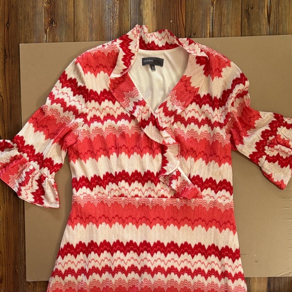 Donna Ricco Red and White Geometric Patterned Dress sz 14 - Picture 3 of 12